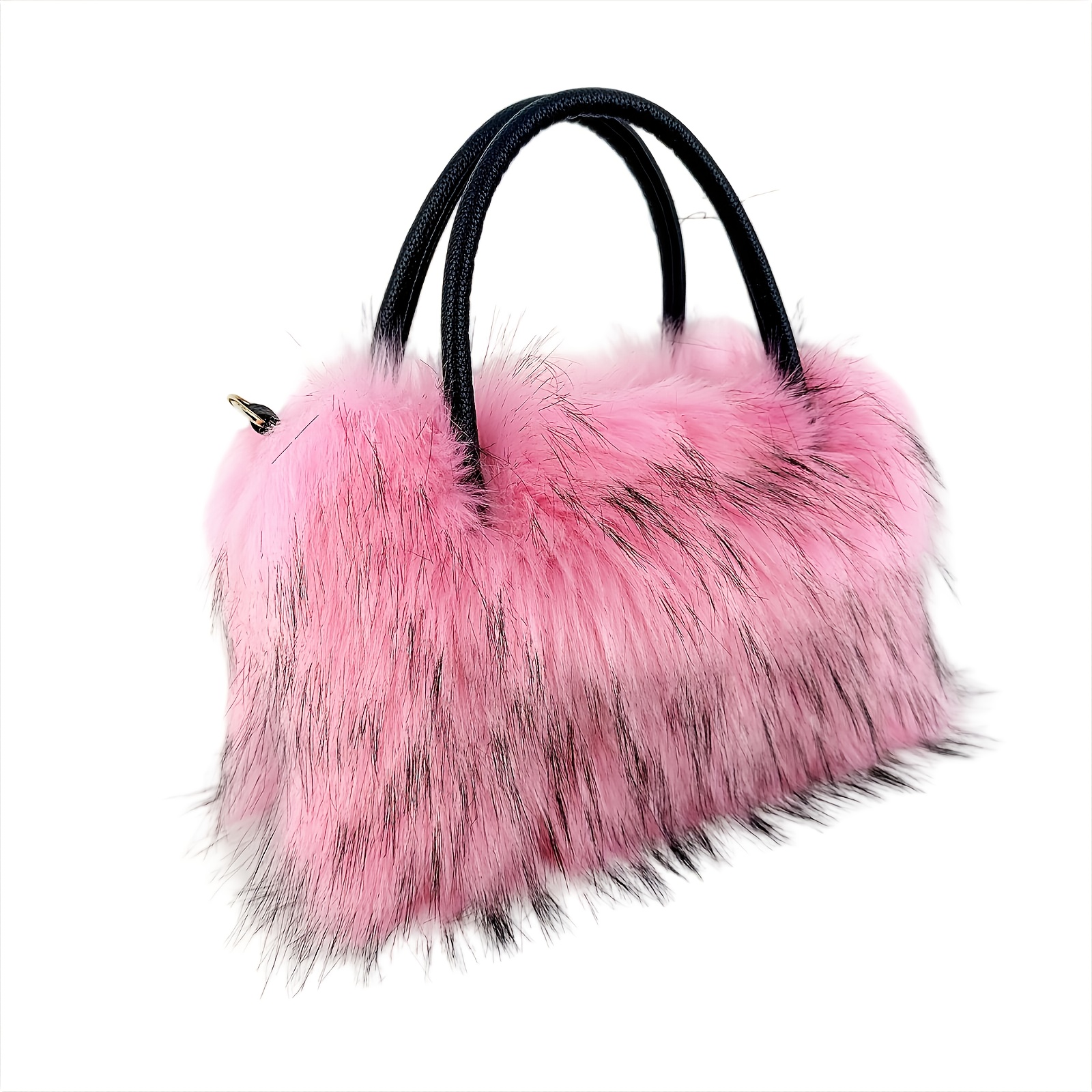 Image of Vibrant Faux Fur Top Handle Crossbody Bag - Lightweight Spacious On-trend Fashion Statement Purse For Women (multiple Colors