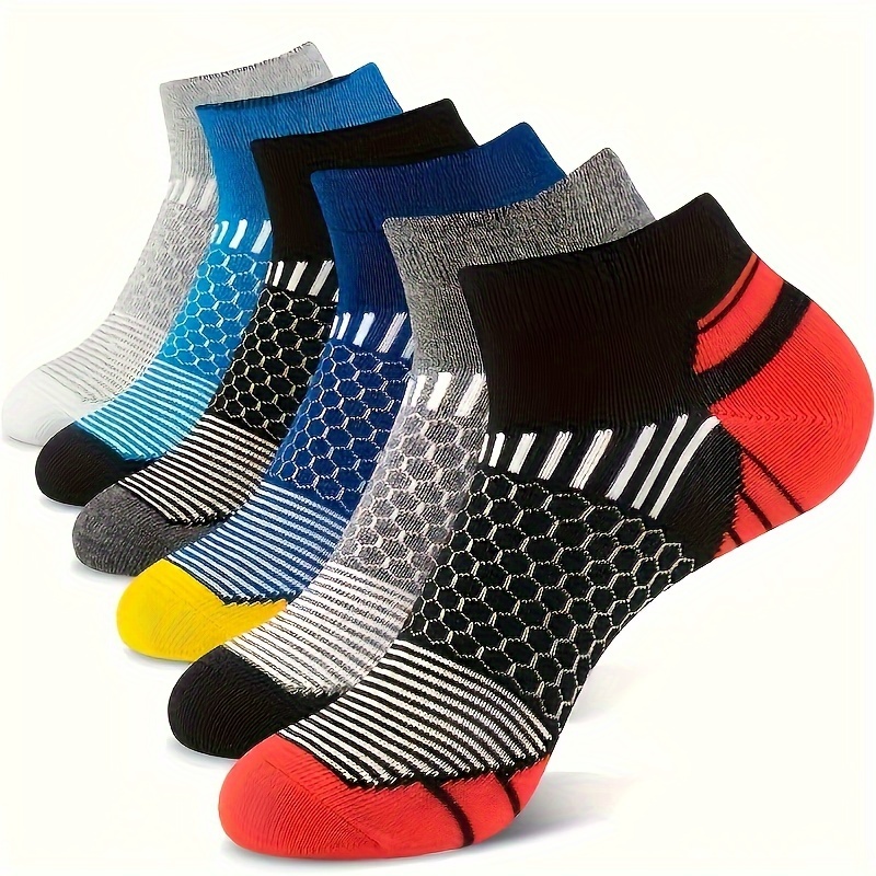 

6 Pairs Men's Skin-friendly Compression Simple Anklets Socks, Sports Sweat-absorbing Anti-odor Non-slip Socks For Outdoor Fitness Basketball Running
