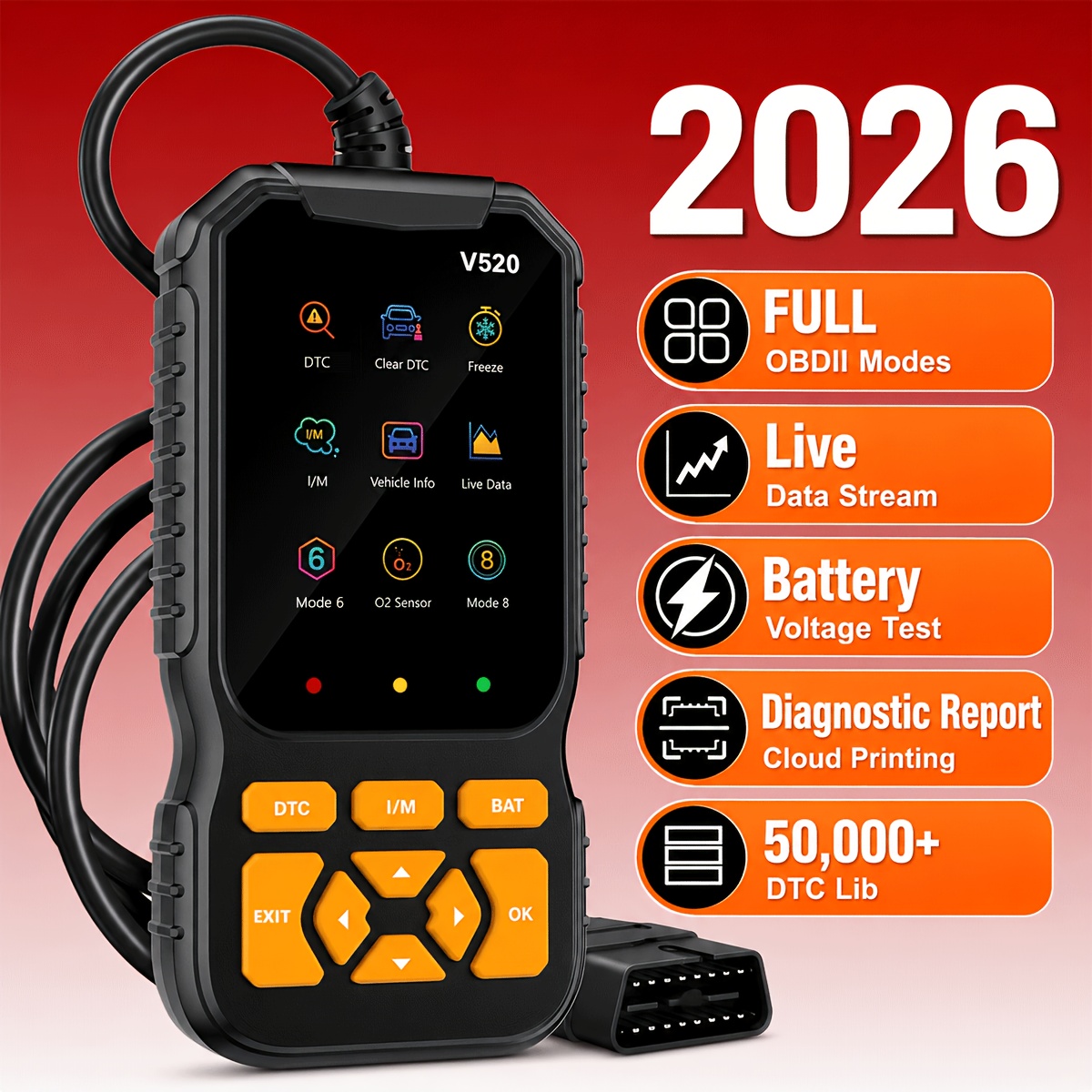 TEMU High-definition Color Screen Car Code Reader, Suitable For Rvs, Trucks, Compact Cars, Suvs