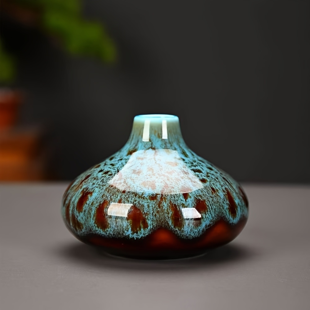 TEMU Kiln Change Glaze Ceramic Vase Set, Mini Decorative Bud Vases For Home And Tea Table