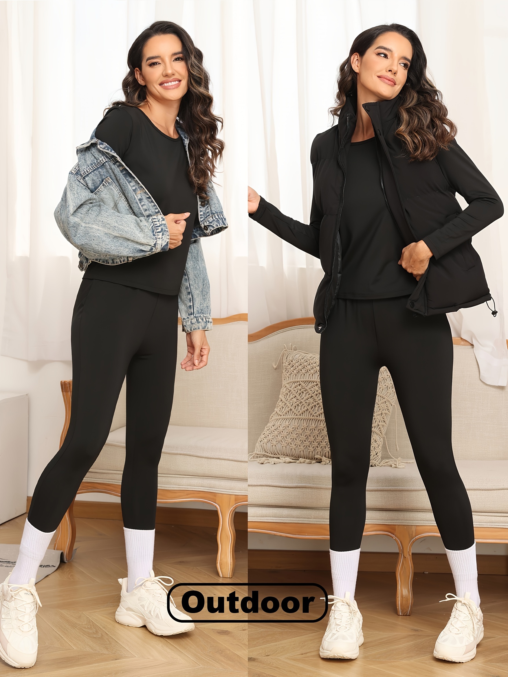 Terecey Ensembles Thermiques Femme Sous-Vêtement Thermique Femme Chaud Haut Manches Longues Et Pantalon Chaud Leggings Ski Hiver