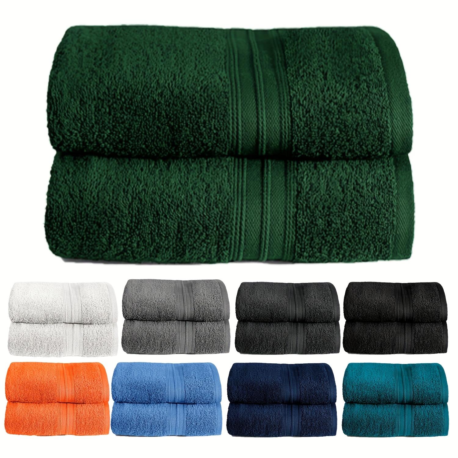 Pack Of 2 Towels 100% Cotton 560gsm Super Absorbent And Quick Dry Hand Towels Bath Towels Guest Towels 30x50cm 50x100cm 70x140cm 9 Colors