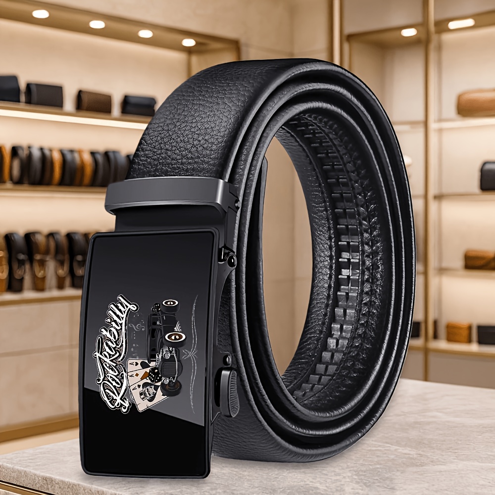 TEMU Herren- & Damen-Rockabilly-Gürtel mit Rockabilly-Muster – Gürtel mit Rockabilly-Schnalle für Jeans, Freizeitkleidung, Mottopartys –