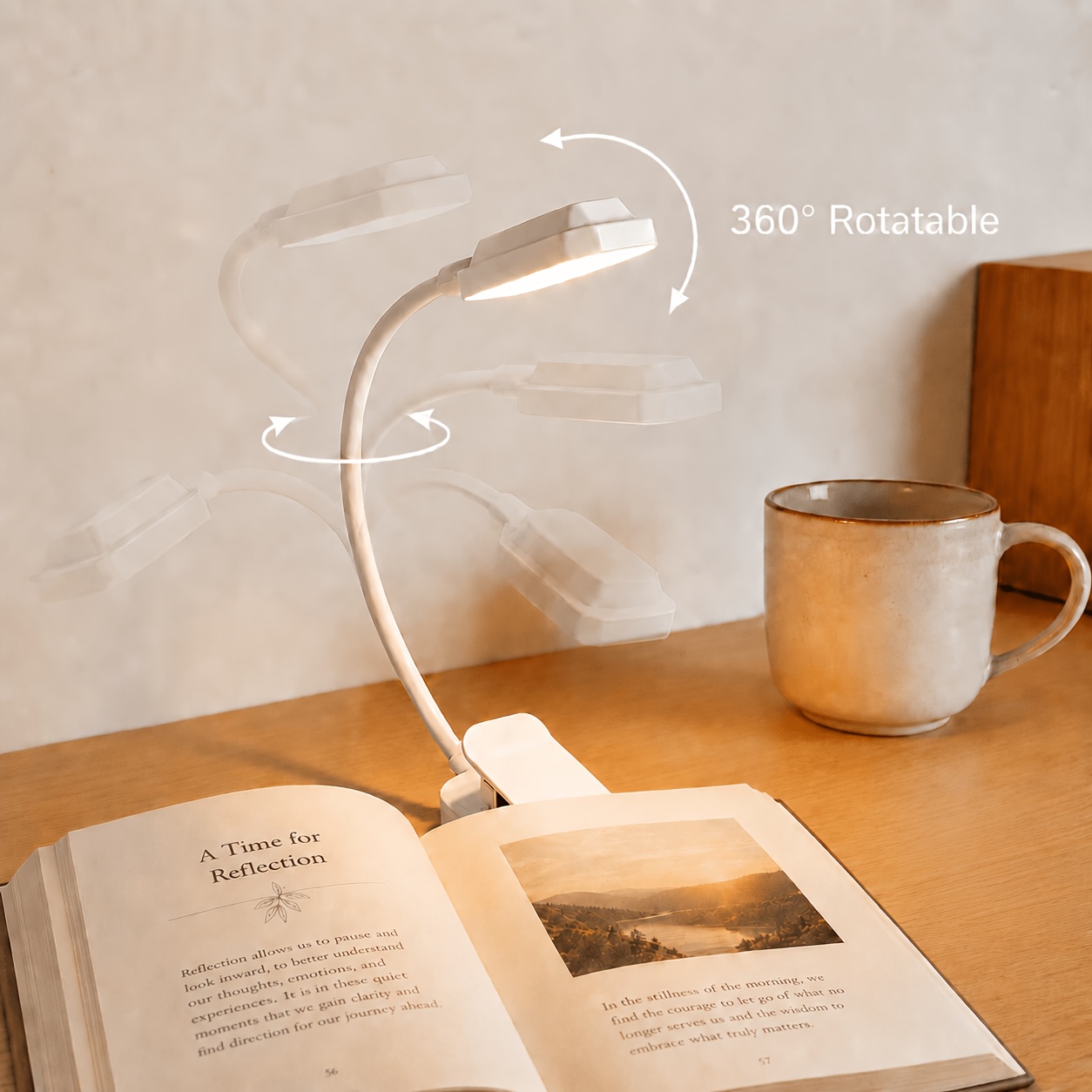 TEMU 1pc Usb-c Rechargeable Clip-on Book Light With 3 Color (warm/cool/), 360° Gooseneck & Portable Reading Lamp Suitable For Books, Bedside, Desk,