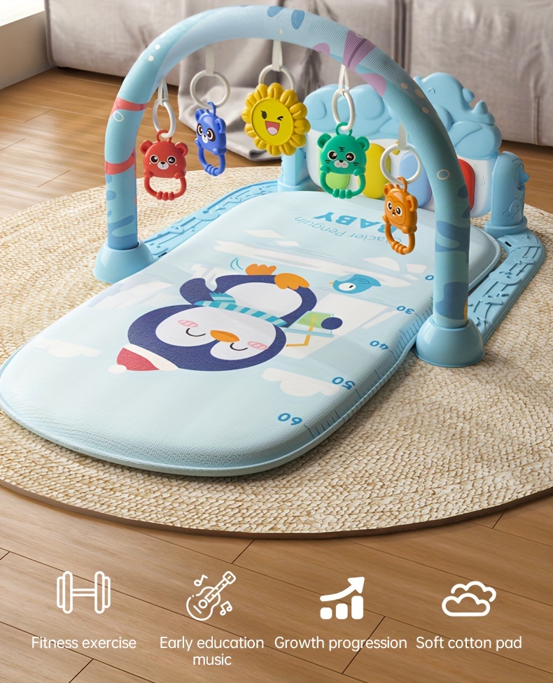 interactive infant playmat with kick and play piano gym 0 3 years old musical learning activity mat with hanging toys abs resin surface multifunctional developmental   details 0