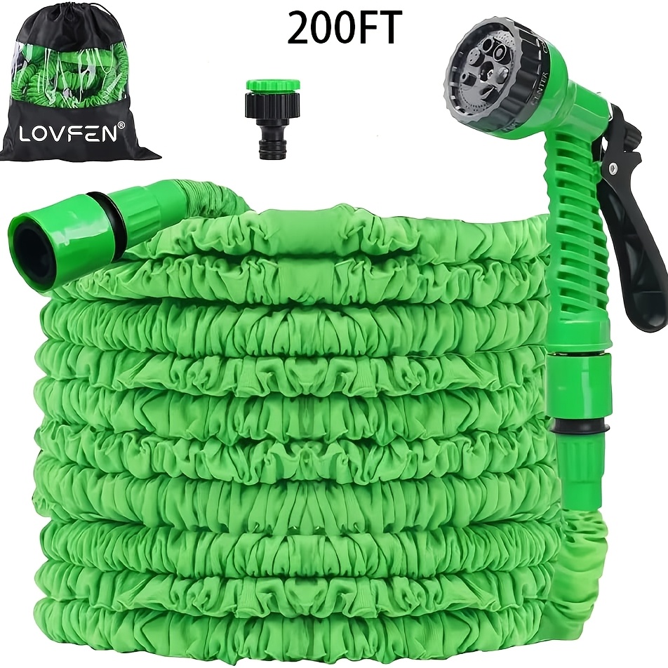 E-shop LOVFEN Dehnbarer, flexibler Gartenschlauch mit 10 Funktionen, Sprühdüse, Orange, 50/100/150/200FT