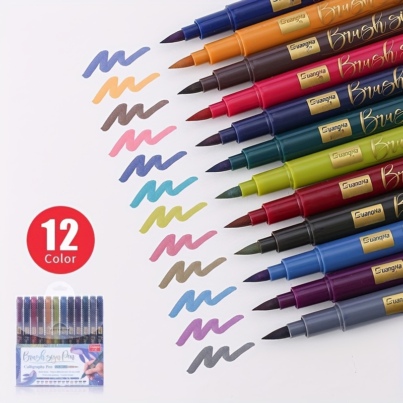 

12 Colours Vintage Colour Calligraphy Pens, Drawing Pens, Handbook Diy Outlining Quick-drying, Large Soft Practice Pens, Signing Pens, Drawing And