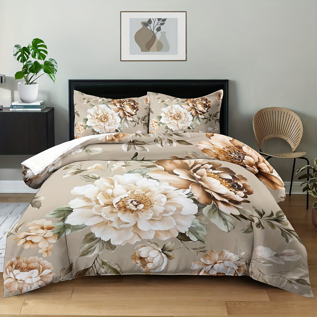 TEMU 2/ 3pcs Soft Comfortable Floral Duvet Cover Set, Botanical Smooth Soft Microfiber Floral Bedding For All Season, Flower For Bedroom (1 X Duvet