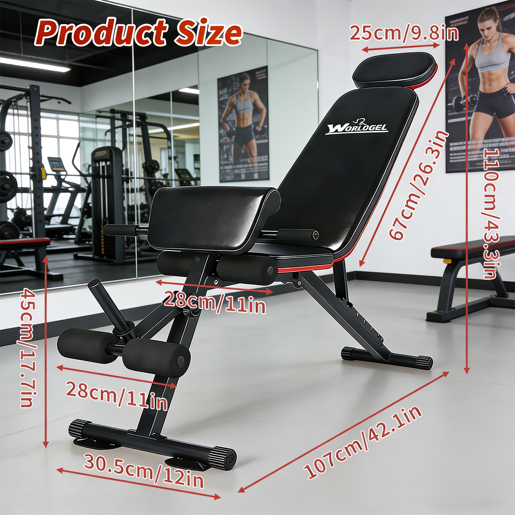Full Body Workout Adjustable Weight Bench - Multifunctional Strength Training Pen Pad With And Resistance Bands, Foldable Incline/ Flat Bench For Home Gym