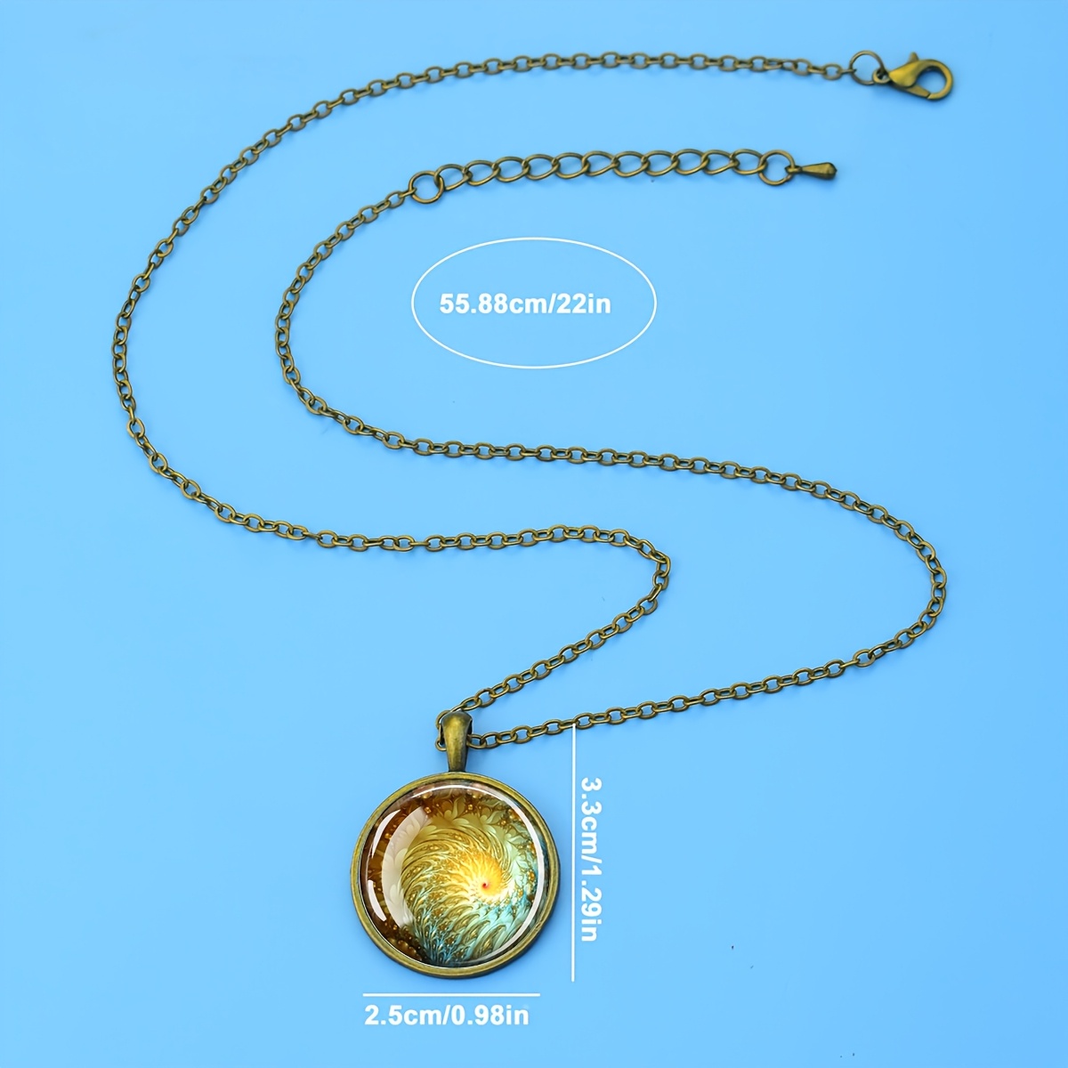 Women's Floral Pattern Round Pendant Necklace, Statement Gift