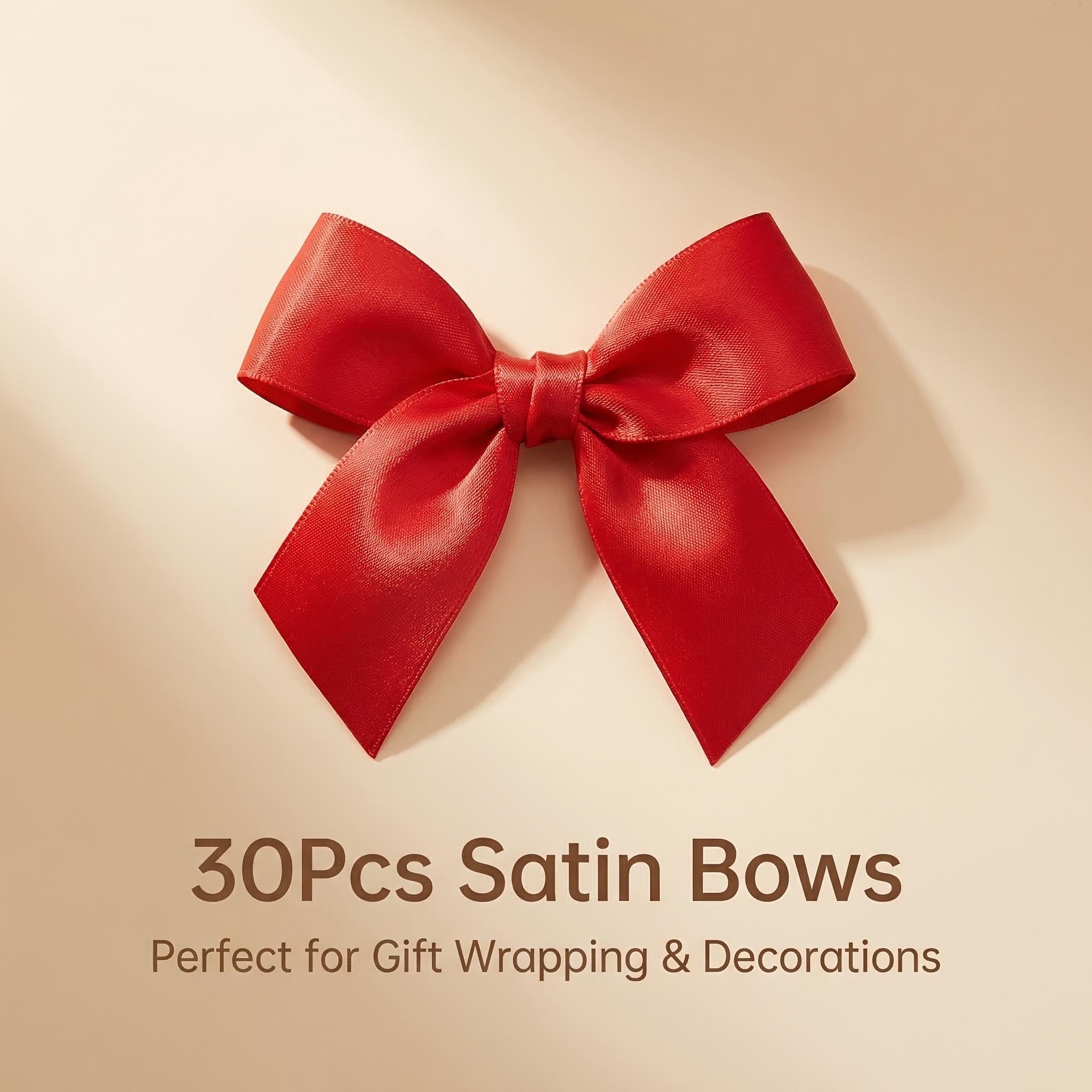 Image of 30pcs (red) Gift Wrap Bows Premium Satin Ribbon Bows 2.7 Inch Craft Bows For Gift Wrapping Treat Bags Holiday Gifts Bag Party Decorations, Wedding Decor Christmas Birthday Presents
