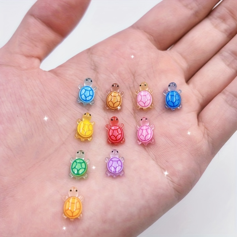 

-the-dark Turtle Charms Set, 60/120pcs - Colorful Mini Resin Tortoises For Diy Crafts, Nail Art, Decor, Fairy Gardens, And Party Favors, -the-dark, Mini Turtle, Resin, Diy Craft, Home Decor