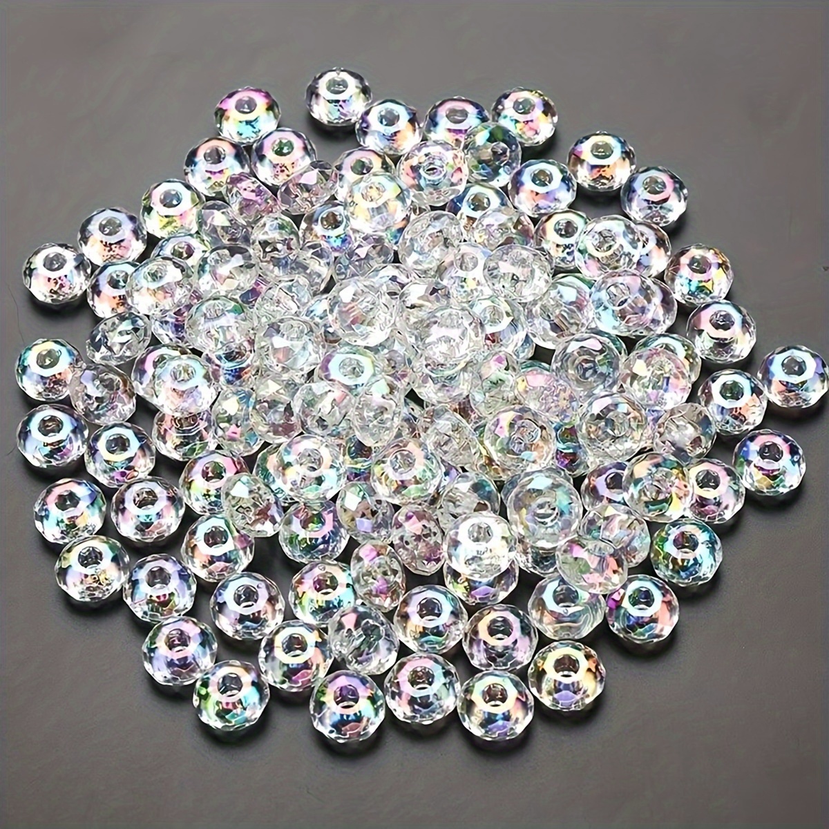 20pcs Faceted Big Hole Wheel Transparent Beads for DIY
