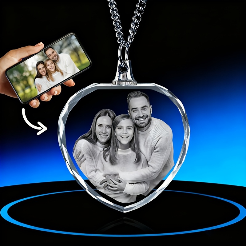 TEMU 1pc Laser-engraved Artificial Artificial Necklace - Custom Photo/design, High-quality Durable Chain, Polished Finish, Daily