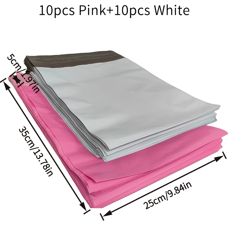 E-shop 20 Stück Expressbeutel, Versandtaschen (10 Stück pink + 10 Stück weiß), Expressumschlag-Aufbewahrungsbeutel, selbstklebende