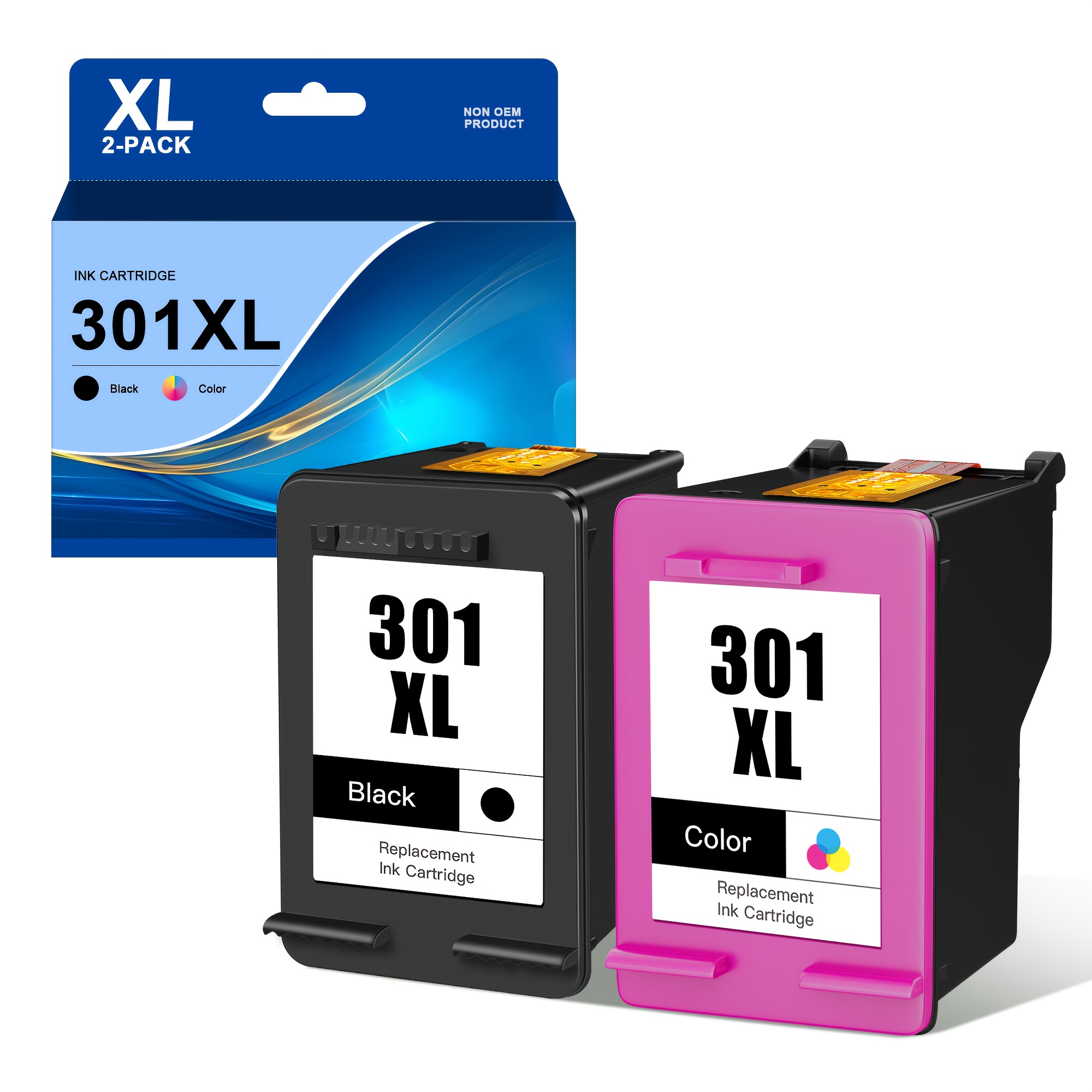 301xl Ink Cartridges Remanufactured For 301 301xl Printer Cartridges For 4500 4502 4503 4504 4507 4508 5530 5532 5534 2050 2510 2540 2544 2549 3050 4630 4632 2620 (black Color, 1/2 Pack)