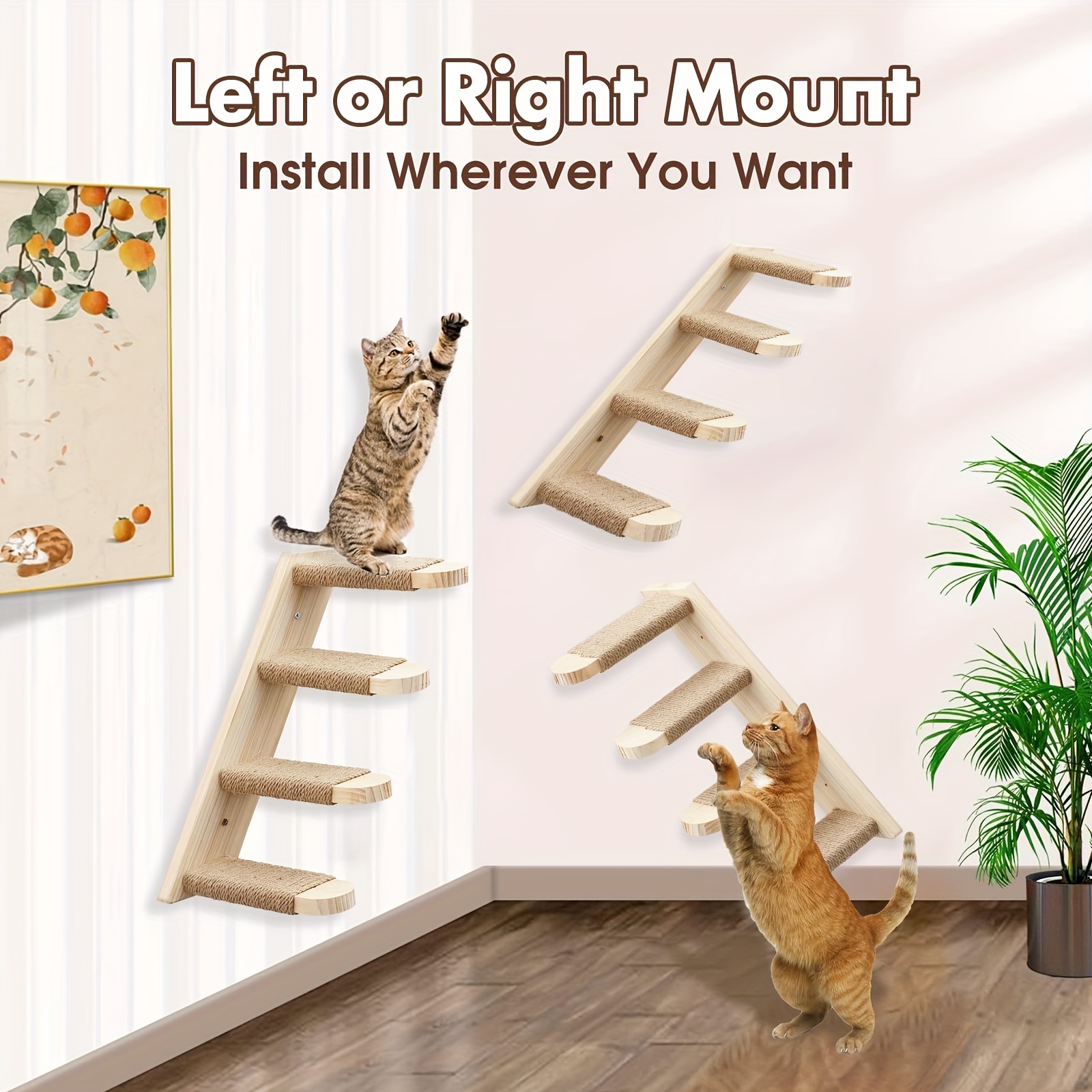 Wall Mounted Cat Scratching Stairs Wall-Mounted Cat Climber And