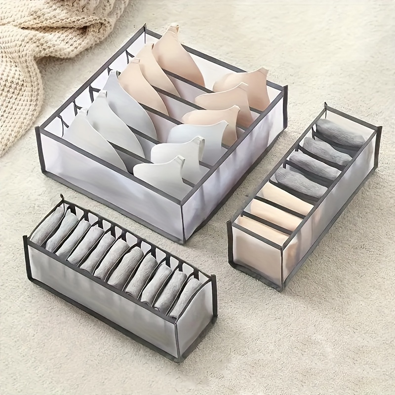 

Set Of Non-woven Fabric Storage Boxes, Featuring 6-7-11 Compartments, Suitable For Underwear And Socks, Foldable Drawers, And Storage Containers.