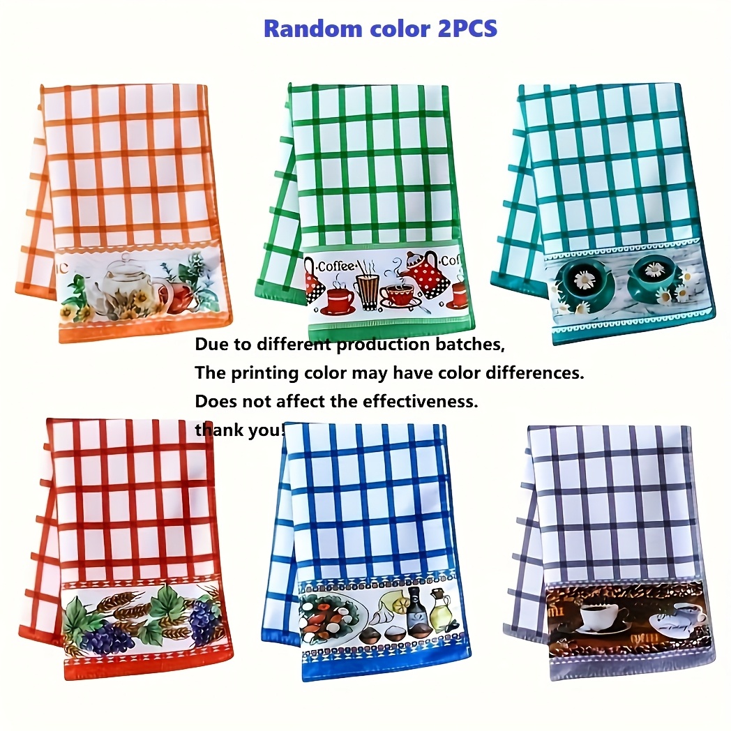 TEMU 2/4/6 Printed Dishcloths Kitchen Absorbent Table And Bowl Cleaning Towels Dish Cloths Cleaning Scouring Pads Random Colors