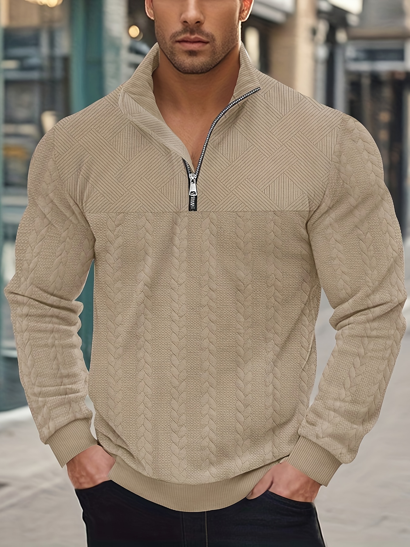Reißverschluss Winterpullover FÃ¼r Herren Herren Business Casual