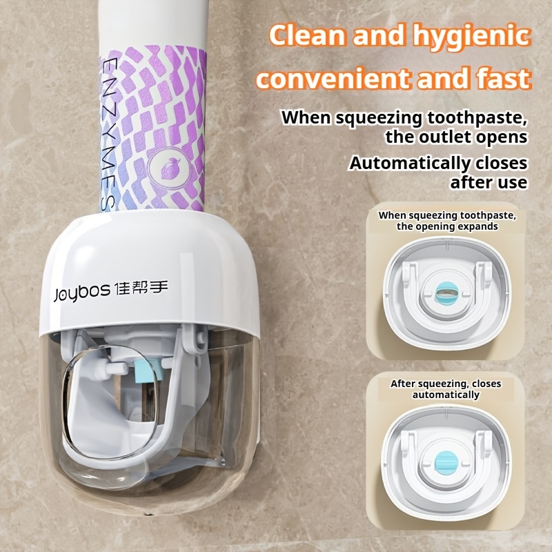 Automatic Toothpaste Dispenser - Wall-mounted No Drilling Storage Rack, Automatic Dispensing, Strong Non-slip Base, Fits Most Standard , /refill, Space- Stylish Bathroom Organizer For Family Use