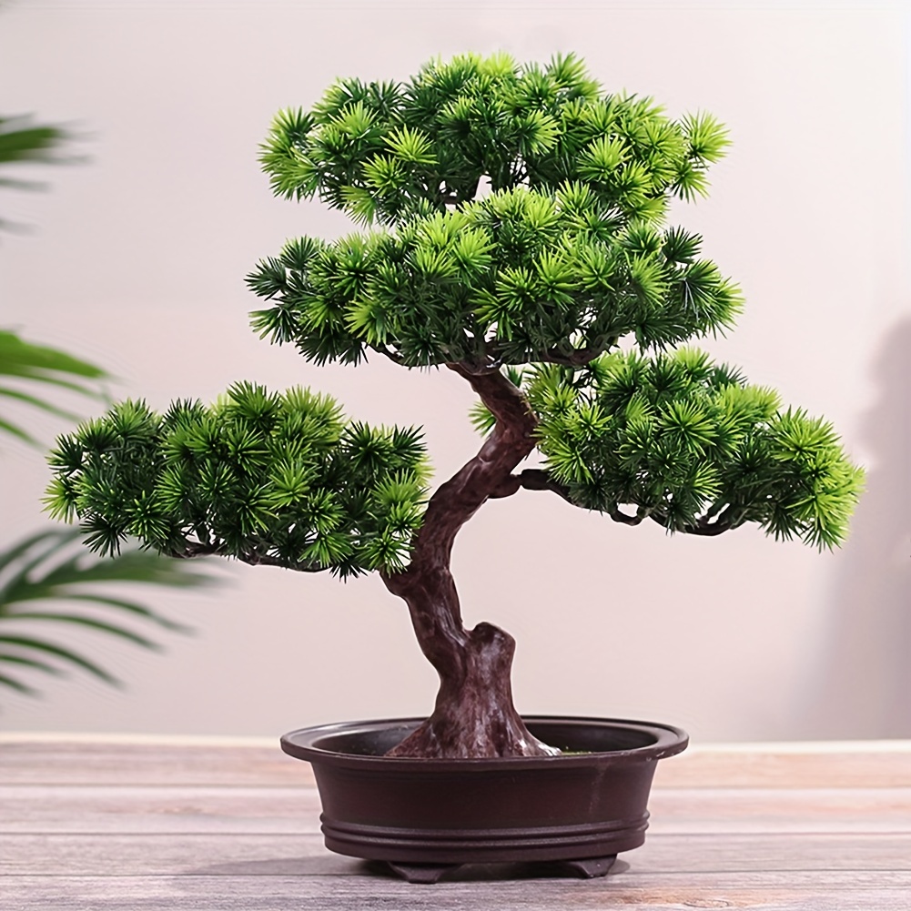 

1pc Artificial Simulation Pine Tree Potted Plant, Spring Summer Home Office Table Decor, Diy Decorative Bonsai