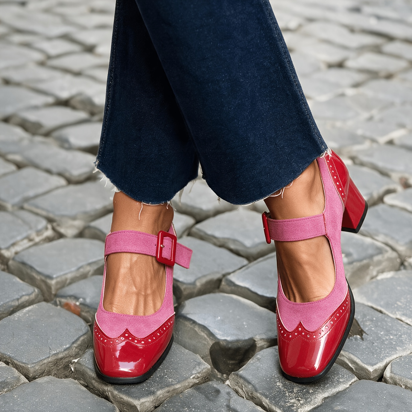 TEMU Scarpe con tacco a spillo Mary Jane Brogue, da ufficio, lavoro, , casual, scuola, , tacco a , , stile francese casual Y2K preppy britannico