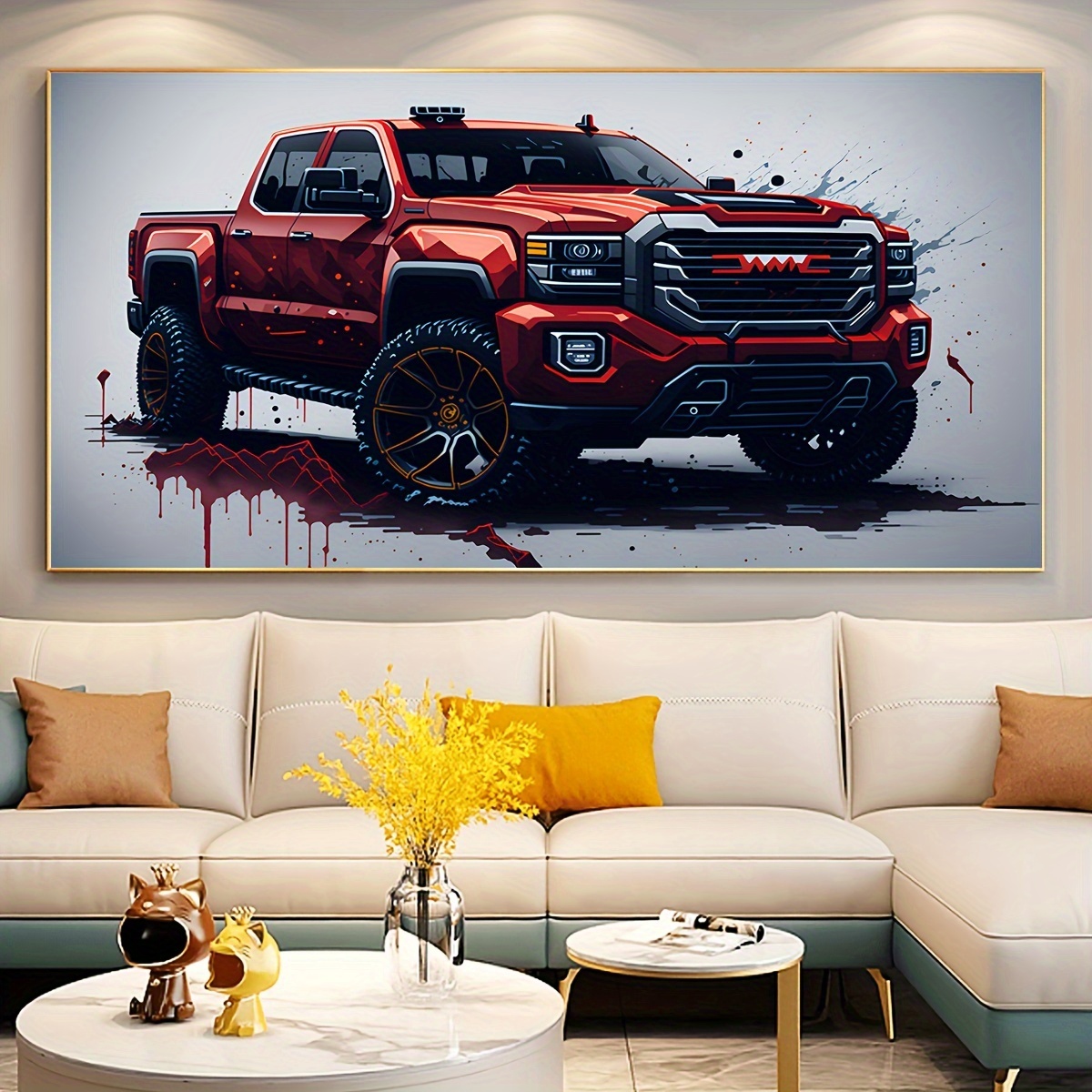 

1pc Unframed Canvas Poster, Modern Art, Red Car, Ideal Gift For Bedroom Living Room Corridor, Wall Art, Wall Decor, Winter Decor, Room Decoration