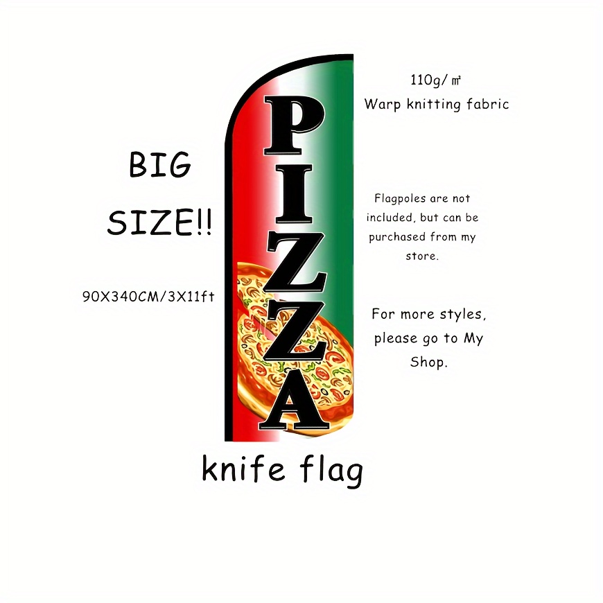 

1pc, Knife Flag, Beach Flag, Used In Pizza Shop, Using Digital Printing Craft, Suitable For Multiple Business Event Scenes, This Product Does Not Include Flagpole