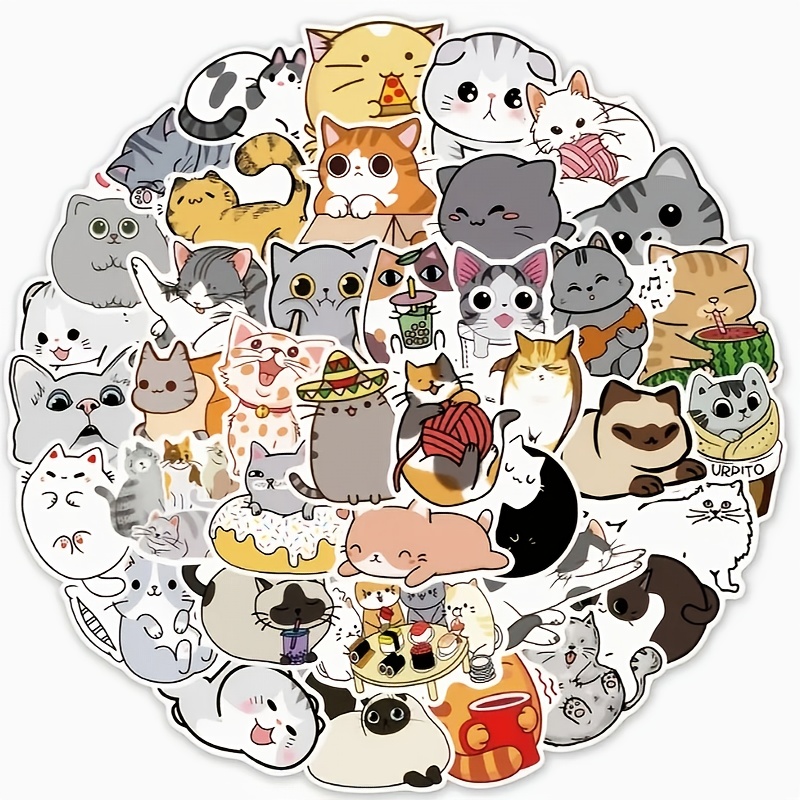 

Whiskerwonders 50pcs Cute Cat Stickers, Pvc Waterproof Decals For Laptops, Skateboards, Water Bottles, Diy Projects - Reusable, Irregular Shapes, Adhesive Backed For Plastic, Glass, Metal, Ceramic