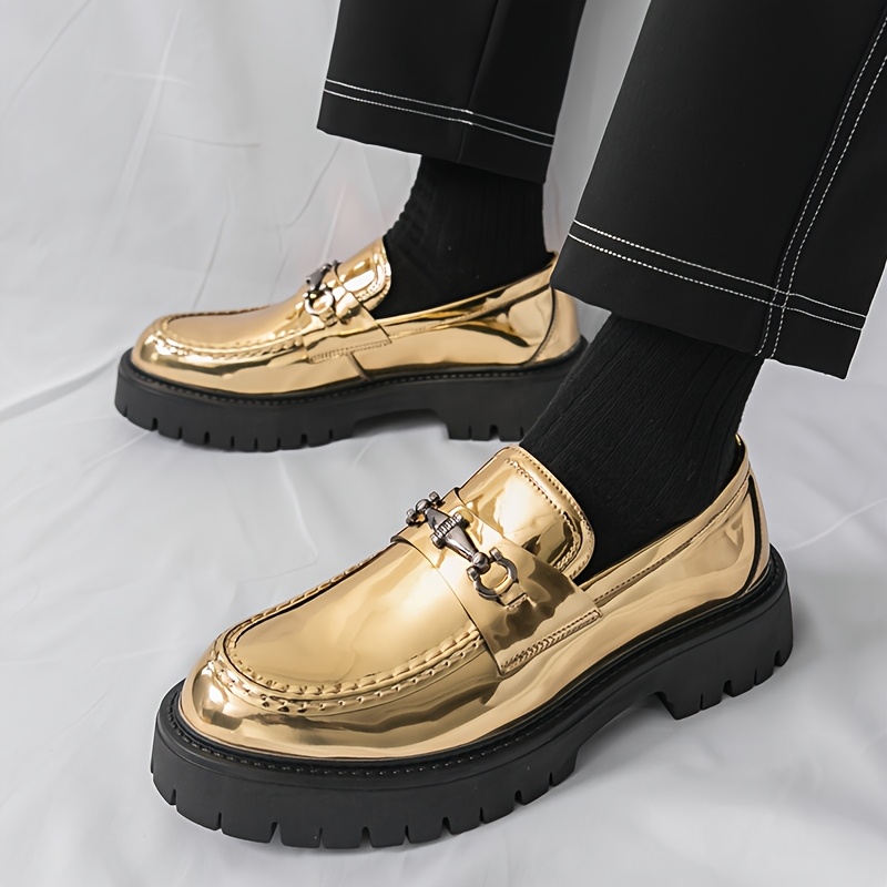 luxurious patent golden dress shoes casual - Temu