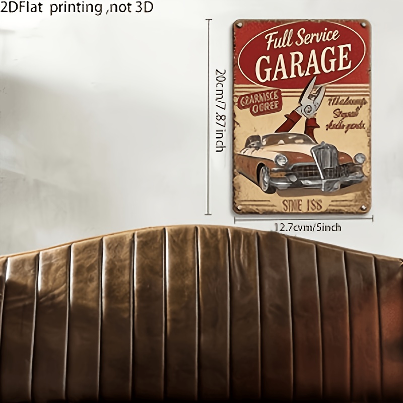 TEMU 2D Plat - [2D Plat] 6pcs Panneaux de Garage en Bois Vintage à Impression 2D, Décoration Murale Rétro en Bois pour Voiture, Convient aux Garçons