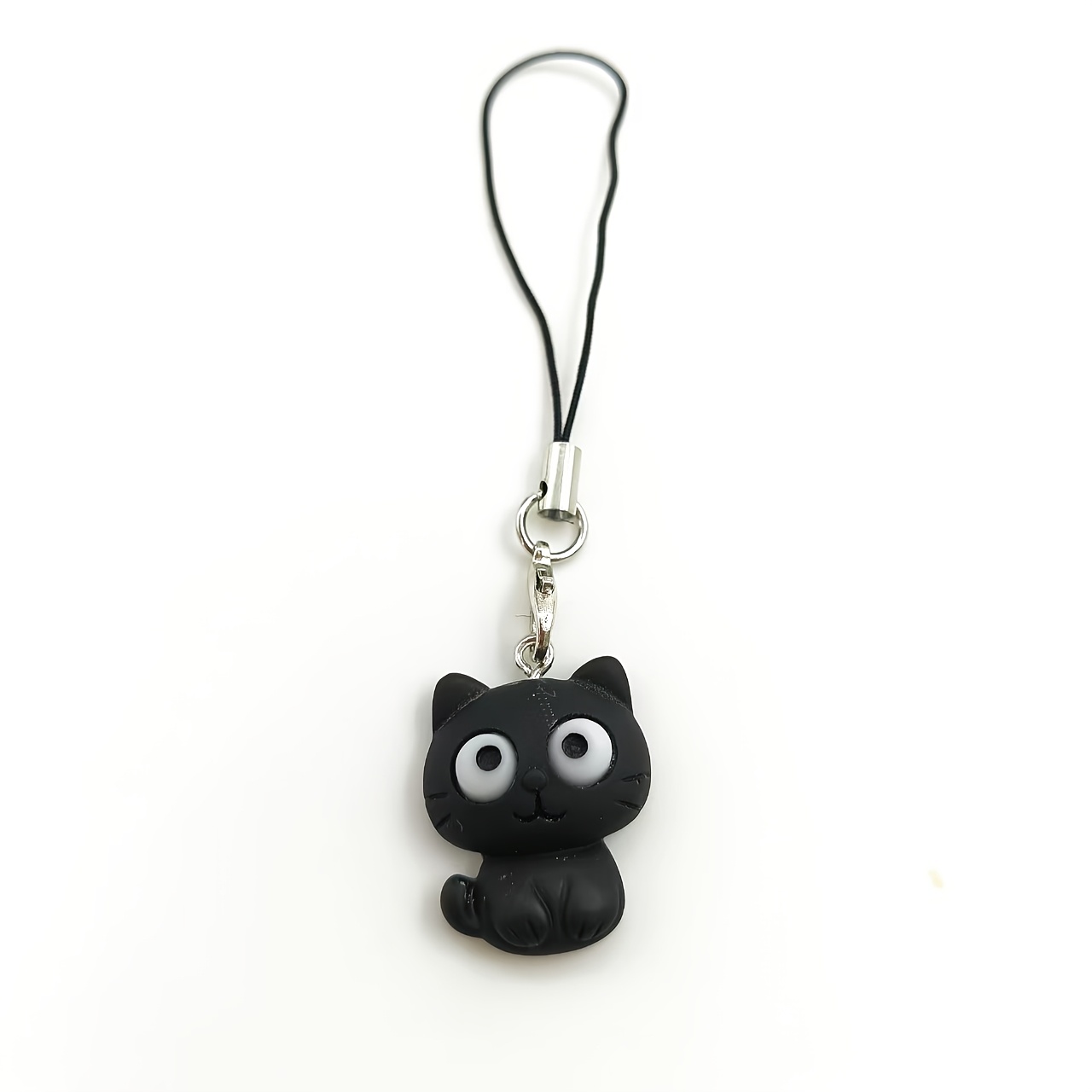 TEMU 1pc Black And White Kitten Charm Phone Lanyard