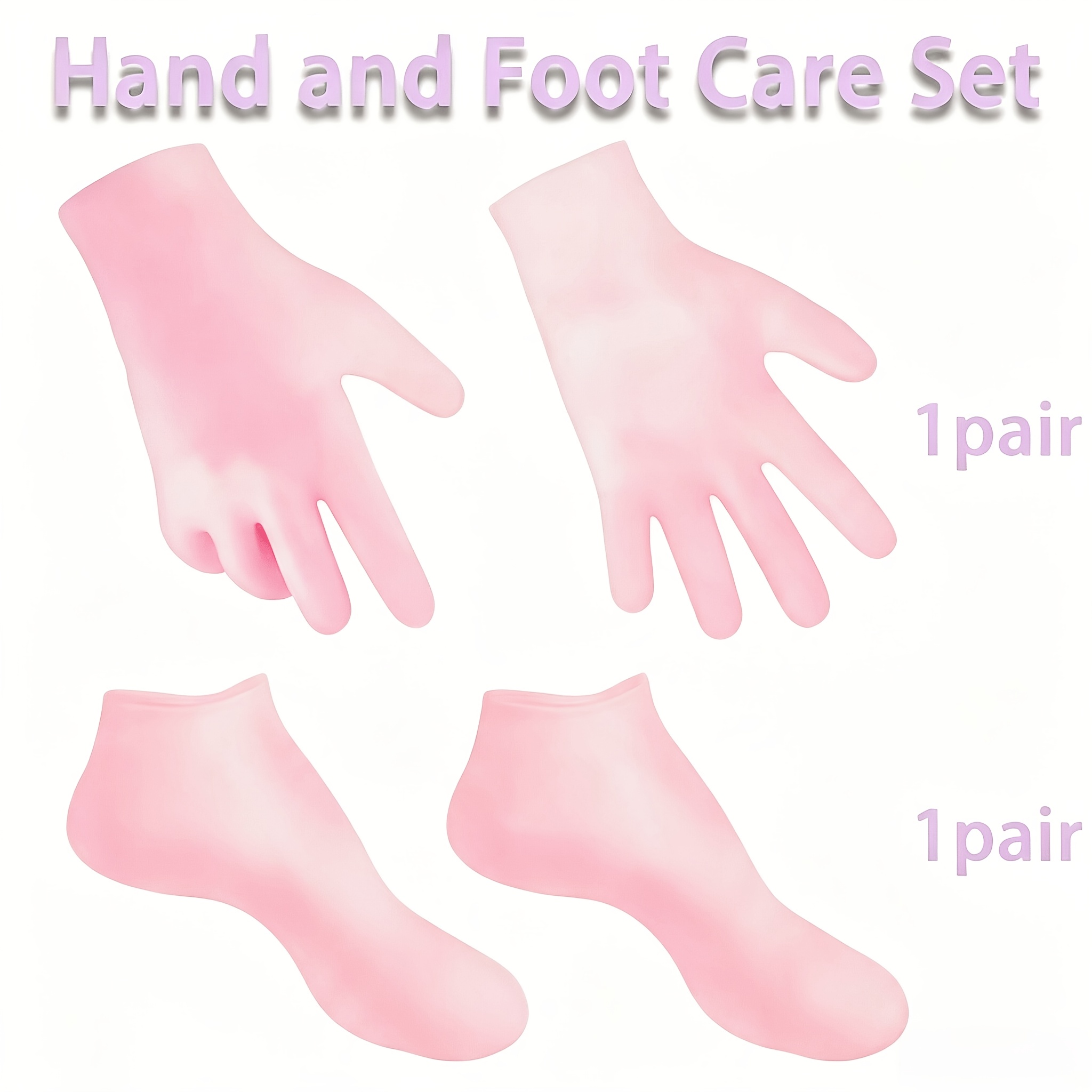 TEMU 4pcs Silicone Hand And Foot Moisturizing Set, Reusable Moisturizing Foot Mask And Hand Mask Set, Aloe Gel Anti-crack Spa Heel Socks, Repairs Dry