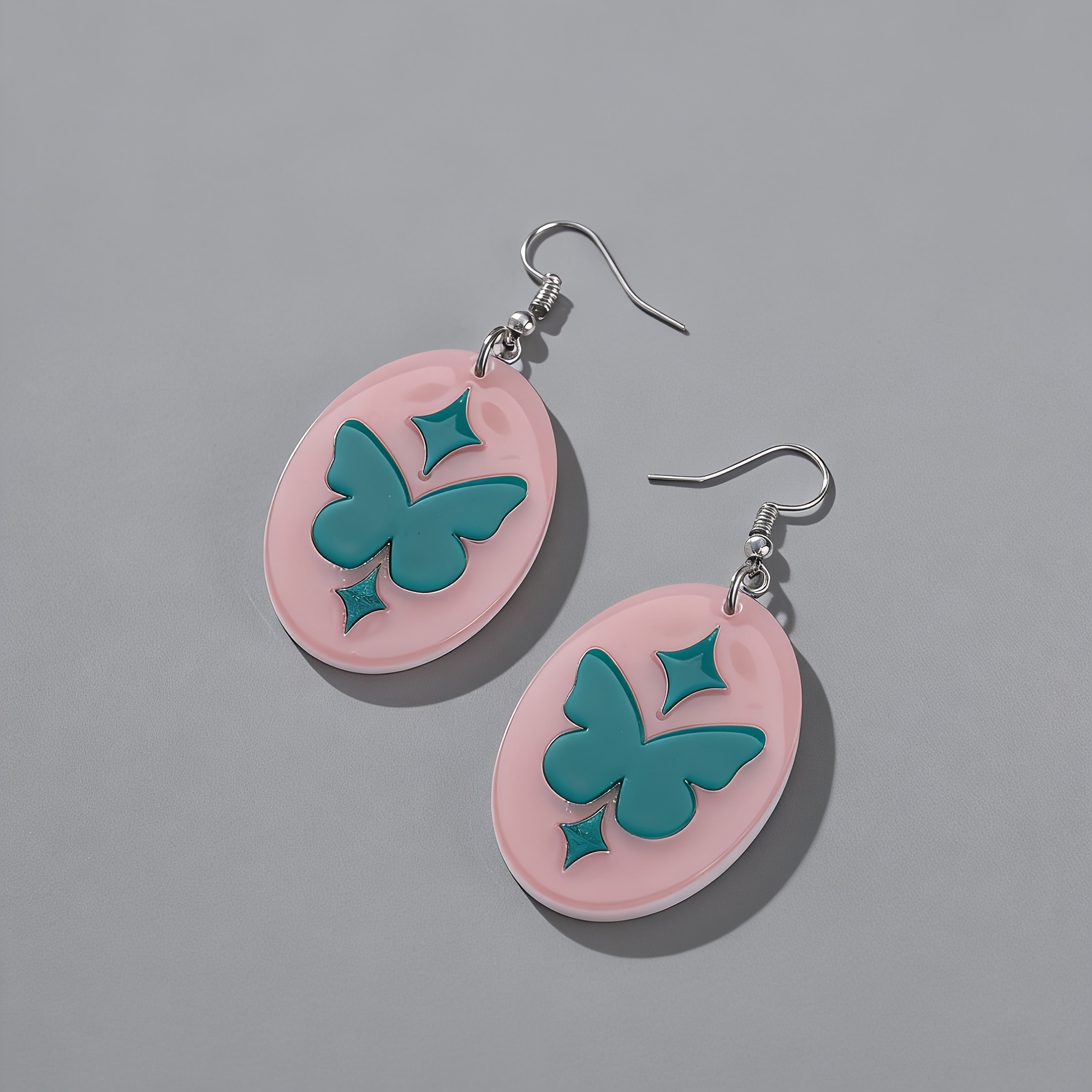 Women's Sweet Acrylic Jelly Double-Layer Butterfly Earrings