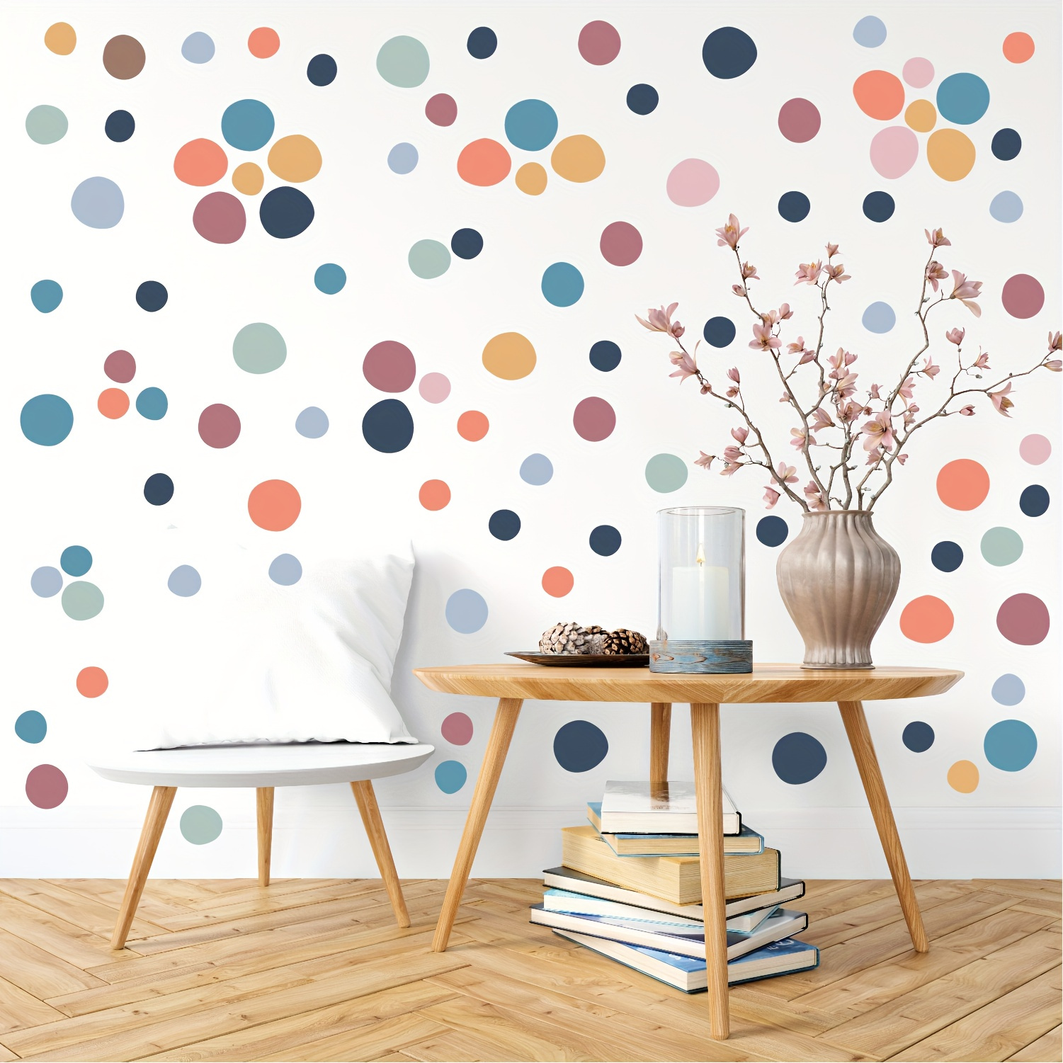 

120 Pieces/4 Sheets Of Bohemian Style Colorful Polka Dot Wall Stickers, Irregular Self-adhesive Home Decoration For Back-to-school Season, School Wall Decoration, Bedroom Wall Art Stickers