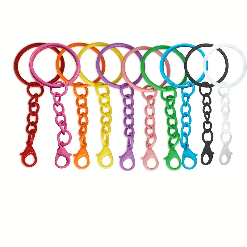 

50 Pcs Assorted Colors Keychain Rings With Lobster Clasps, Zinc Alloy Diy Key Ring Findings For Crafts, Bag Charms, Backpack Decorations