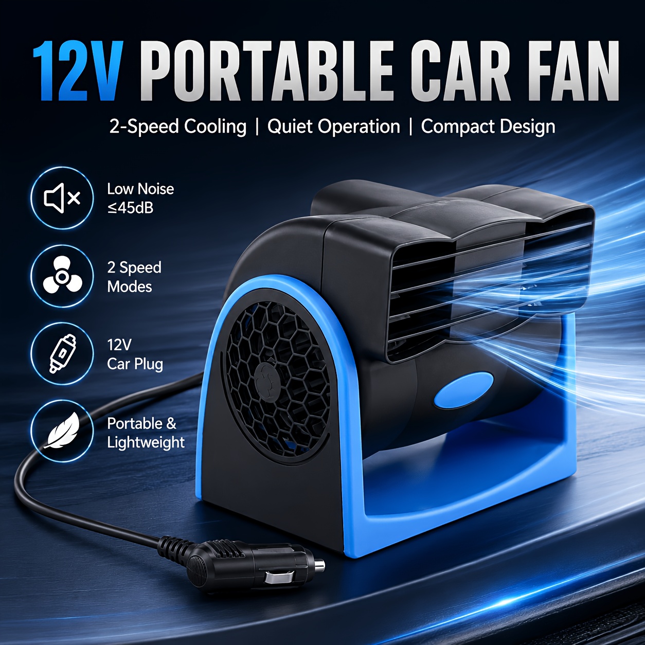 TEMU The Interior Is Stuffy. The Fan Is , It Becomes Refreshing. This Car Uses A Fan With Power. Low-noise And Won't Disturb You. It Provides Strong
