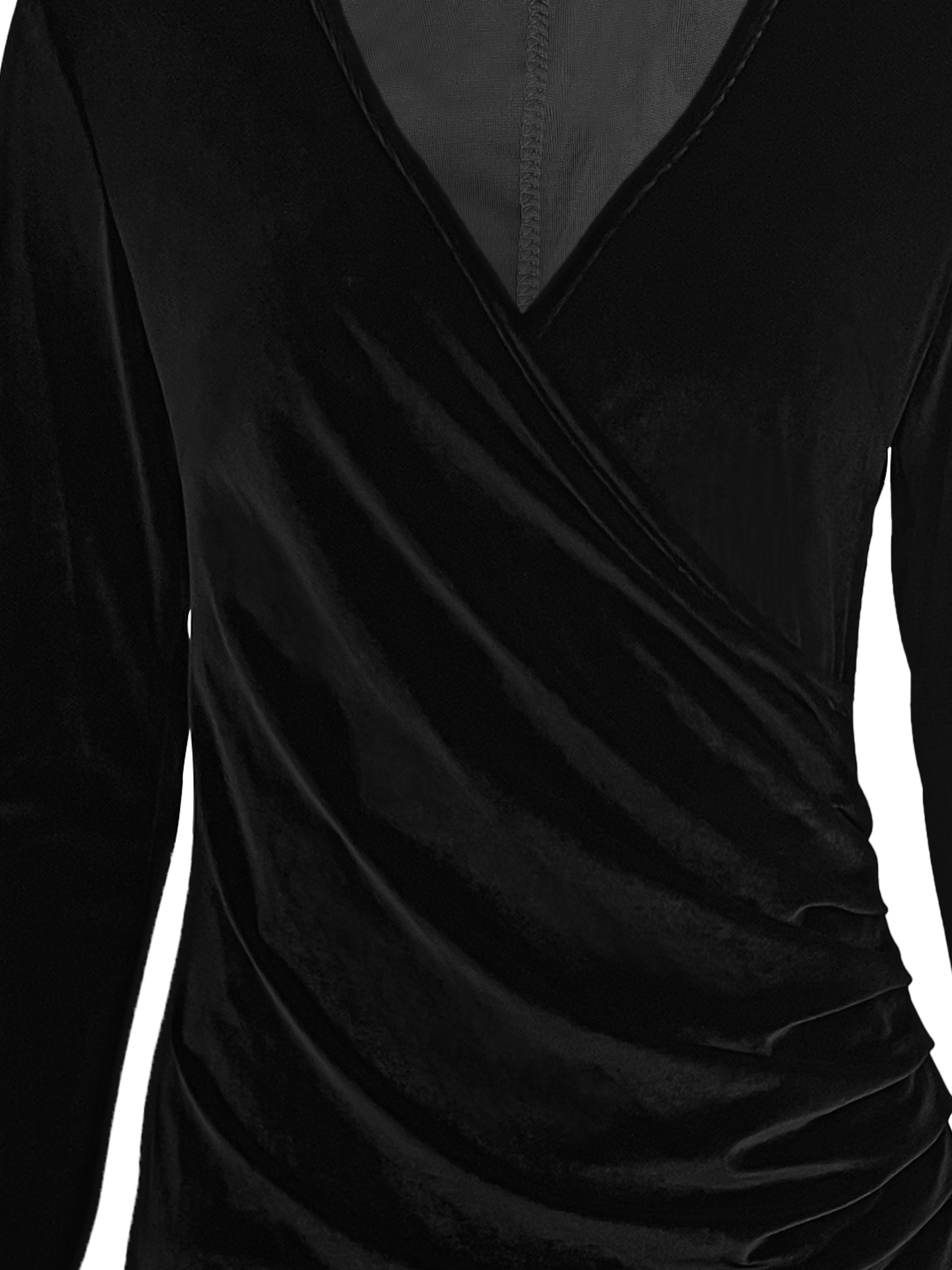 Black Long Sleeve V Neck Drape Top  Black long sleeve, Draped top, Dressed  down