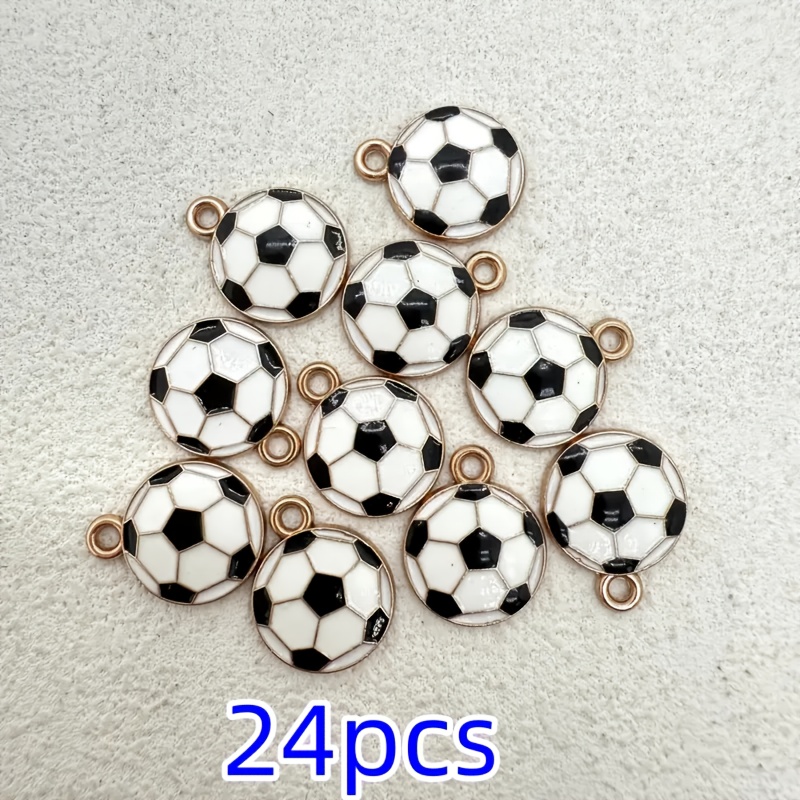 E-shop 24 Stück Fußballanhänger aus Legierung, geeignet für Schlüsselanhänger, Armbänder, Perlenstifte, Halsketten und Szenendekoration,