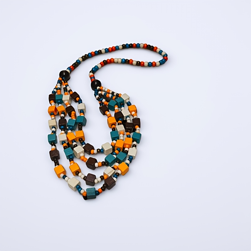 Boho Wooden Bead Necklace for Women