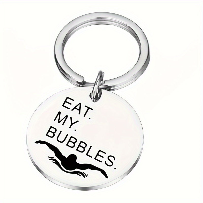 

1pc "" Engraved Stainless Steel Keychain - Humorous Swimmer Gift, Ideal For Swim Teams & , Motivational Birthday Present