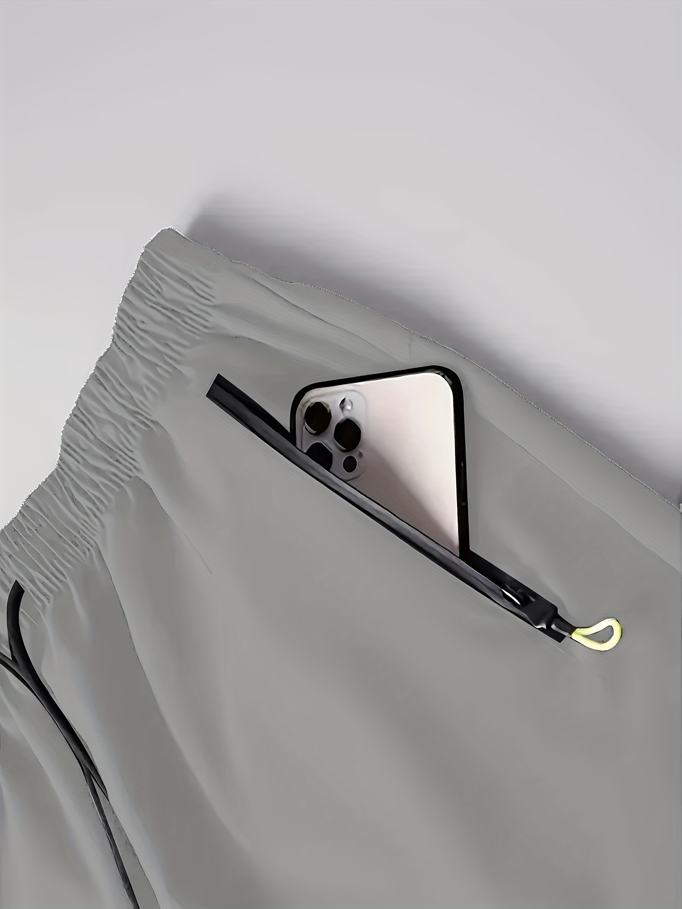 Men's Solid Quick Drying Shorts, Casual Slightly Stretch Elastic Waist Drawstring Shorts For Summer Gym Workout Training