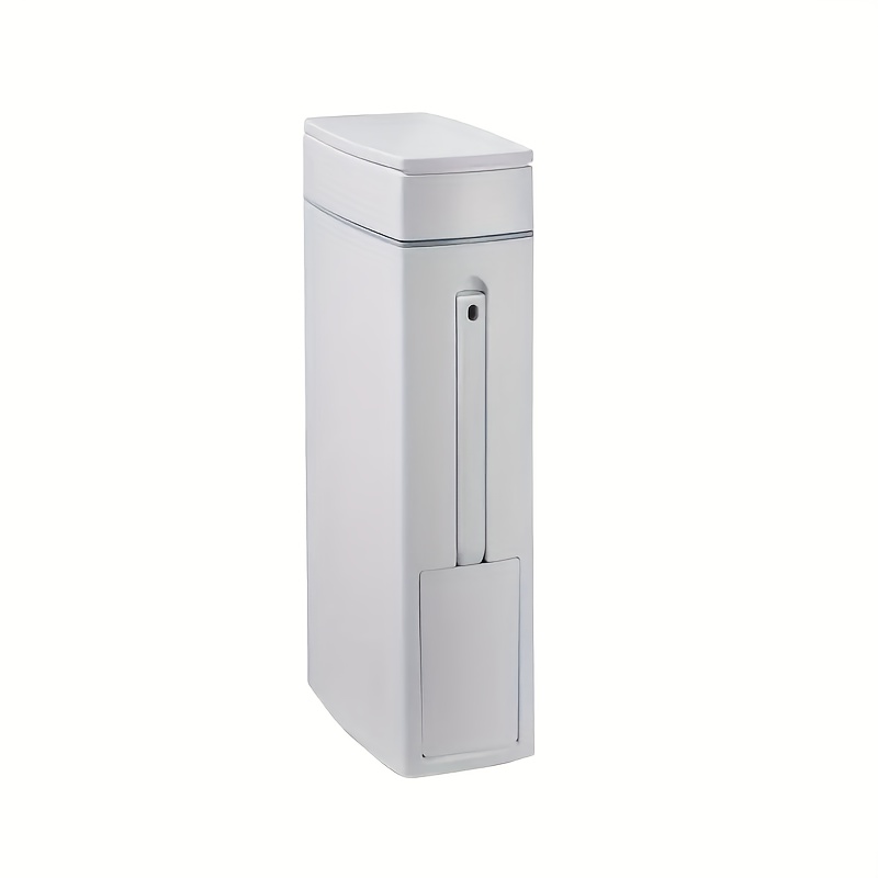 Slim Can For Home Use With A Toilet Brush, Designed For Bathrooms And Toilets, Featuring A Plastic Lid