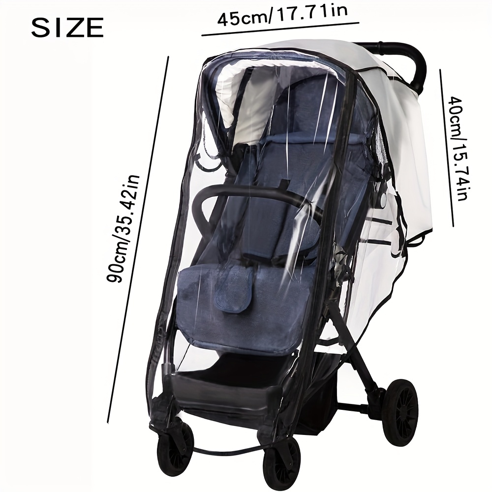 TEMU Universal Stroller Rain Cover, Transparent Breathable Protective Cover With Double Zippers For , Suitable For
