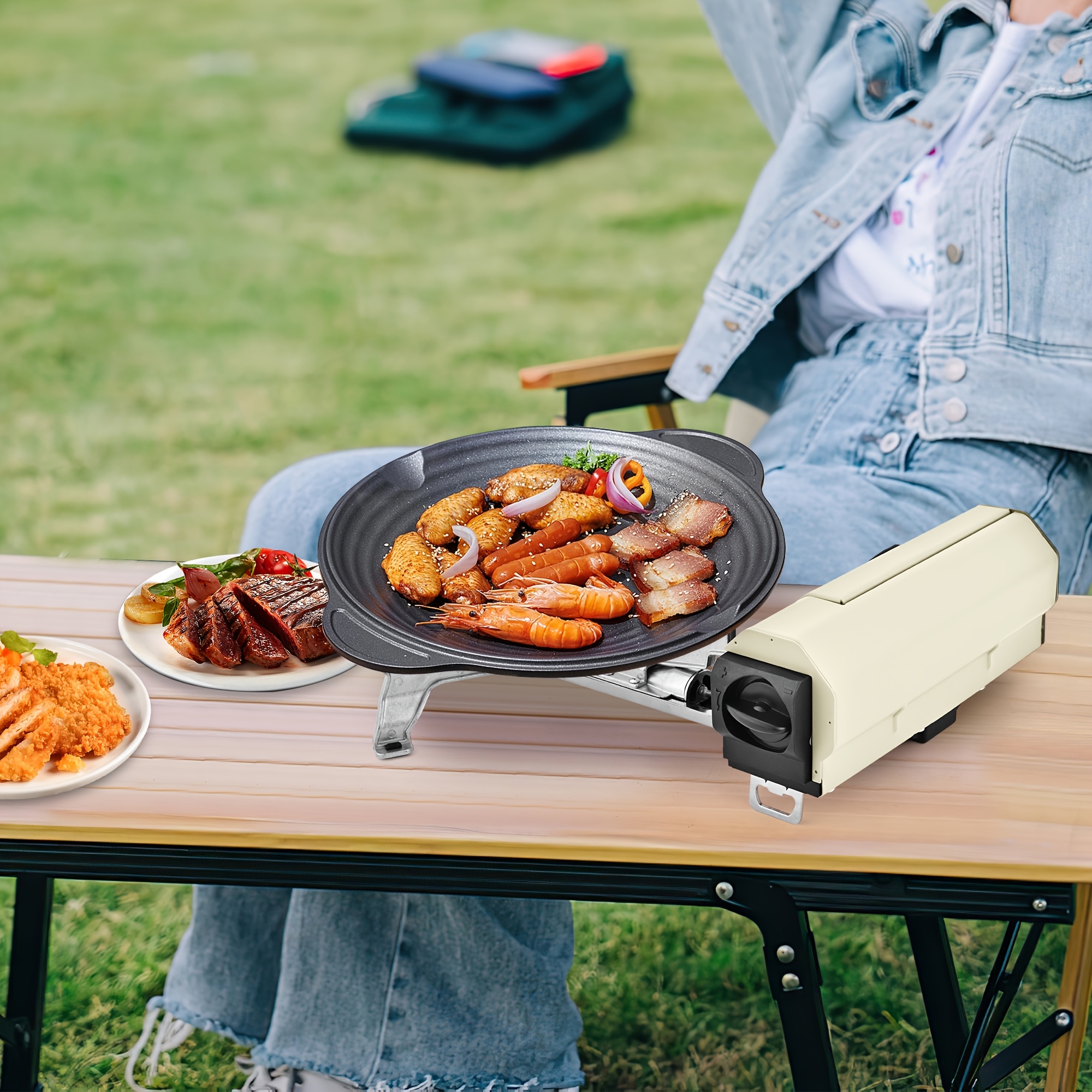 Portable Camping Stove 1550W with Foldable Design And Storage Bag, Outdoor Cooking, Hiking, Picnic, Adventure, And Travel, Easy Electronic Ignition