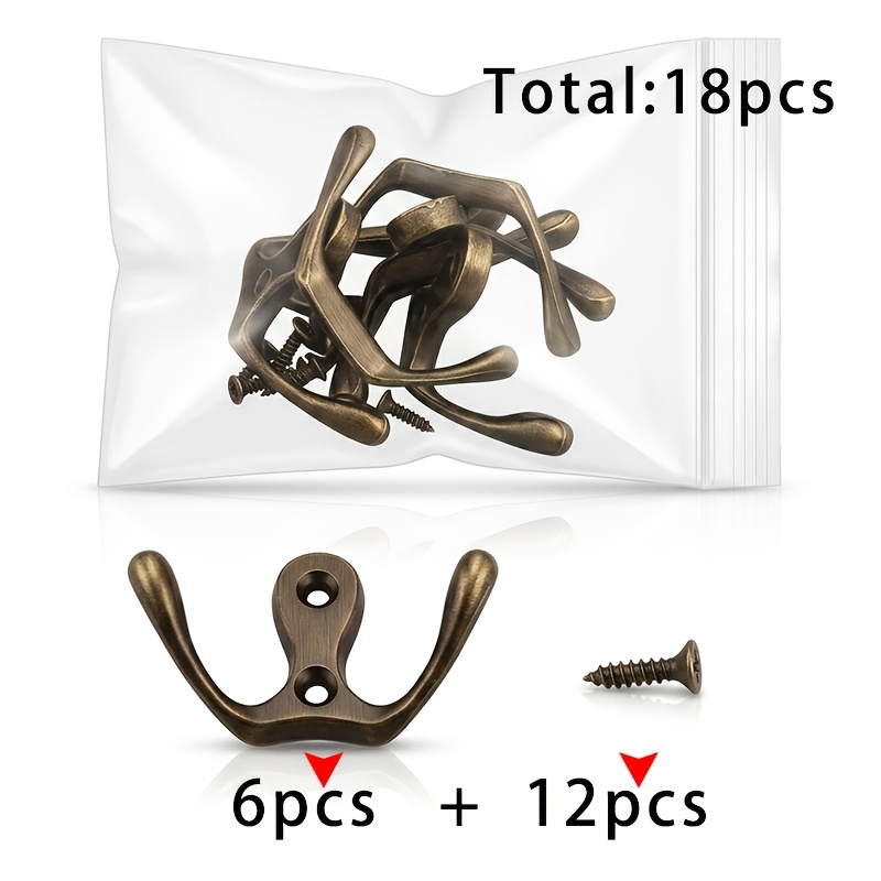 TEMU 6 ganci a ferro a forma di A in rame + 12 viti ,5x10, totale 18 pezzi, set di ganci a forma di A facili da installare, ganci multiuso