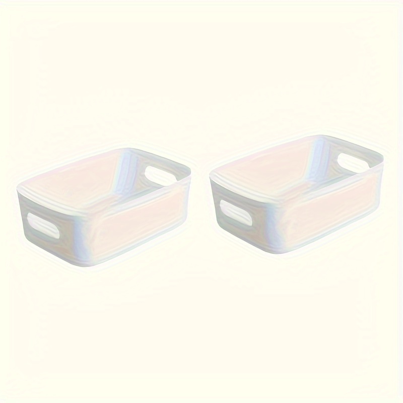 2pcs Large Plastic Storage Bins For Kitchen, Office, And Home - Versatile Organizer For Cosmetics, Underwear, Socks & More