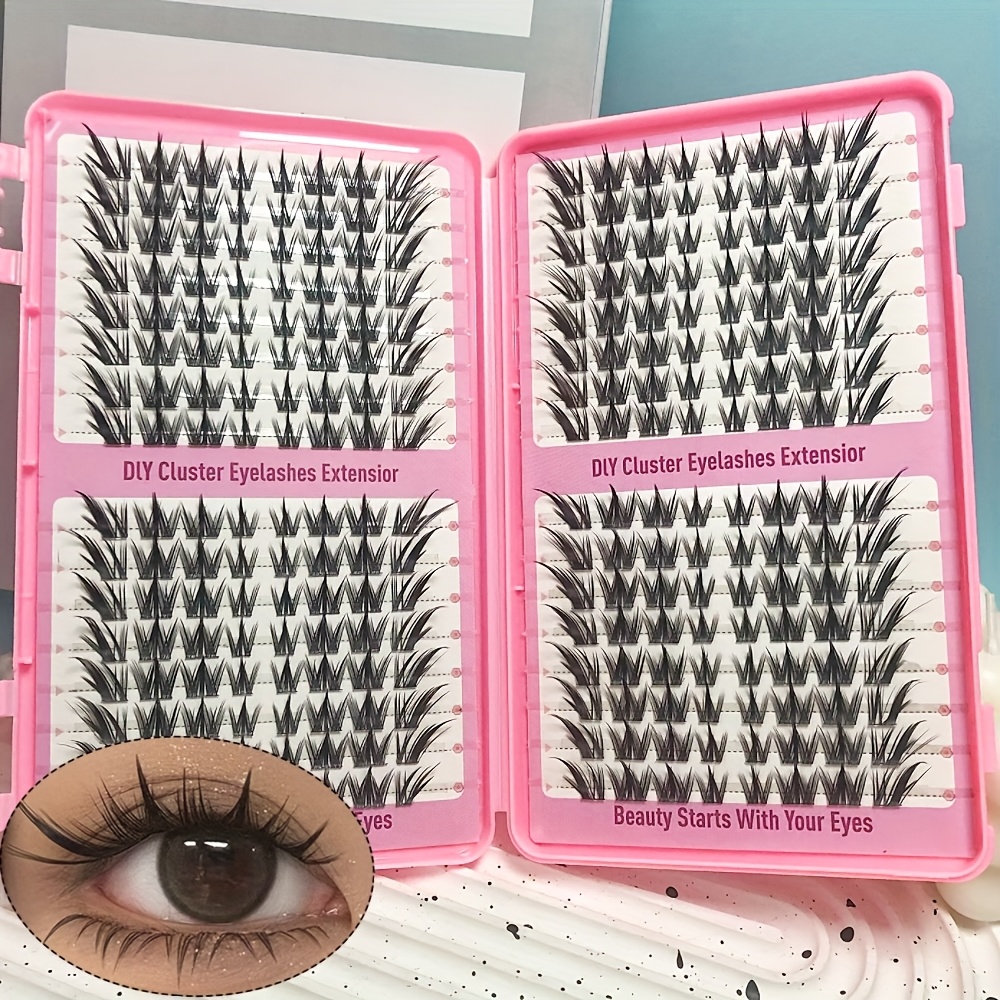 256pcs Eyelashes Cluster Pointed Eyelashes, Natural Anime Eyelashes Cluster Slim Korean Makeup Eyelashes Cluster, Asian Style Eyelashes