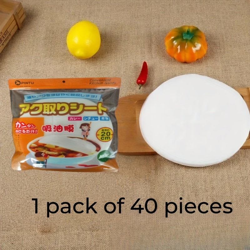 Image of 40pcs Kitchen Soup Oil Absorbing Cloth, 20cm Diameter Oil Absorbing Sheet, Food Absorbing Cloth, Food Frying Mat, Kitchen Gadget